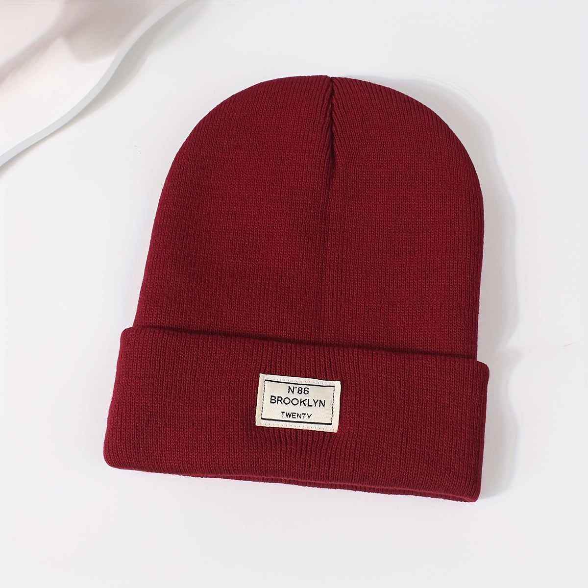 Candy Color Unisex Basic Beanie Simple Label Patch Knit Hats Warm Skull Cap Cuffed Beanies For Women Men Autumn & Winter Store ARBELLA'S