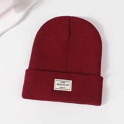 Candy Color Unisex Basic Beanie Simple Label Patch Knit Hats Warm Skull Cap Cuffed Beanies For Women Men Autumn & Winter Store ARBELLA'S