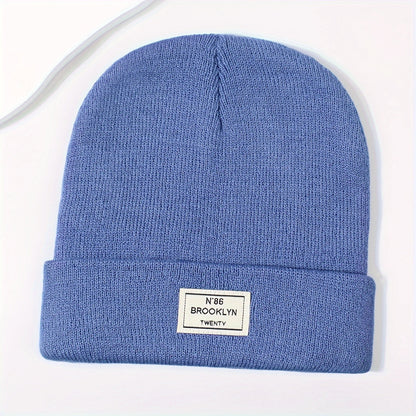 Candy Color Unisex Basic Beanie Simple Label Patch Knit Hats Warm Skull Cap Cuffed Beanies For Women Men Autumn & Winter Store ARBELLA'S