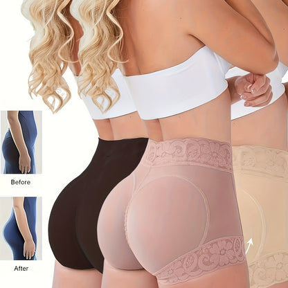 3pcs Women's Hip Lifting Underwear - Adjustable Abdominal Control Seamless Tight Shorts with Lace Trim, Medium Stretch, No Hip Cushion, Hand Wash Only, All-Season Comfort (Black/Beige/Nude), Body Shaping Underwear. Store ARBELLA'S