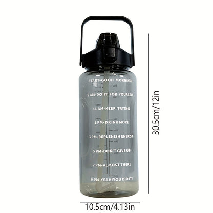 2000ml/67oz Large Capacity Water Bottle with Time Marker, Leakproof BPA-Free Tritan Plastic, Motivational Sports Bottle with Straw and Handle for Outdoor Fitness, Hydration Tracking Water Jug