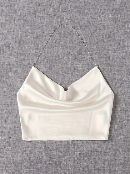 Sexy Off the Shoulder Shirred Crop Top - Elastic Micro Stretchy Fabric, Sleeveless, Solid Color, Elegant Style for Spring and Summer - Womens Polyester Clothing