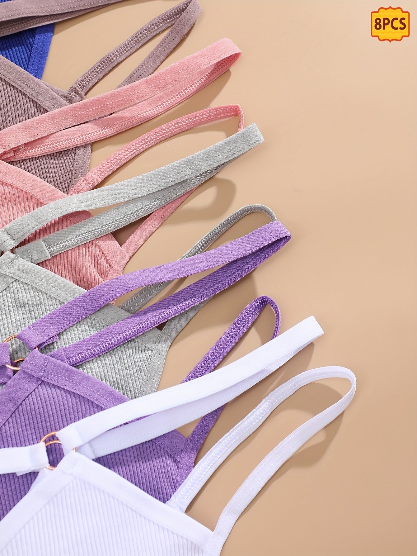 8pcs Cotton Thong Set, Comfortable, Fashionable, Breathable And Light Beige Friendly Underwear, Suitable for Daily Commuting, Women's Underwear And UnderwearSeamless Fabric Store ARBELLA'S