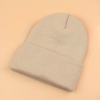 Candy Color Unisex Basic Beanie Simple Label Patch Knit Hats Warm Skull Cap Cuffed Beanies For Women Men Autumn & Winter Store ARBELLA'S