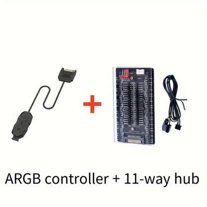 RGB Fan 5V 3-pin ARGB Splitter With 16-way Temperature-controlled PWM Speed Controller For Synchronized Lighting With AURA Motherboard