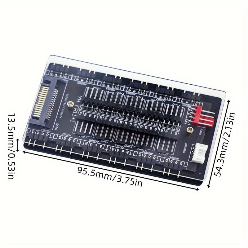 11 Way Splitter 2-in-1 4PIN PWM Cable, 5V 3Pin ARGB With SATA Power Cooling Fan Hub, For Computer PC Case Radiator, Acrylic Cover Bottom, Magnetic Suction