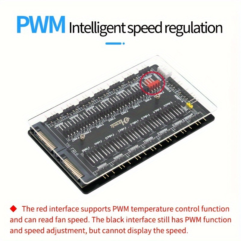 RGB Fan 5V 3-pin ARGB Splitter With 16-way Temperature-controlled PWM Speed Controller For Synchronized Lighting With AURA Motherboard