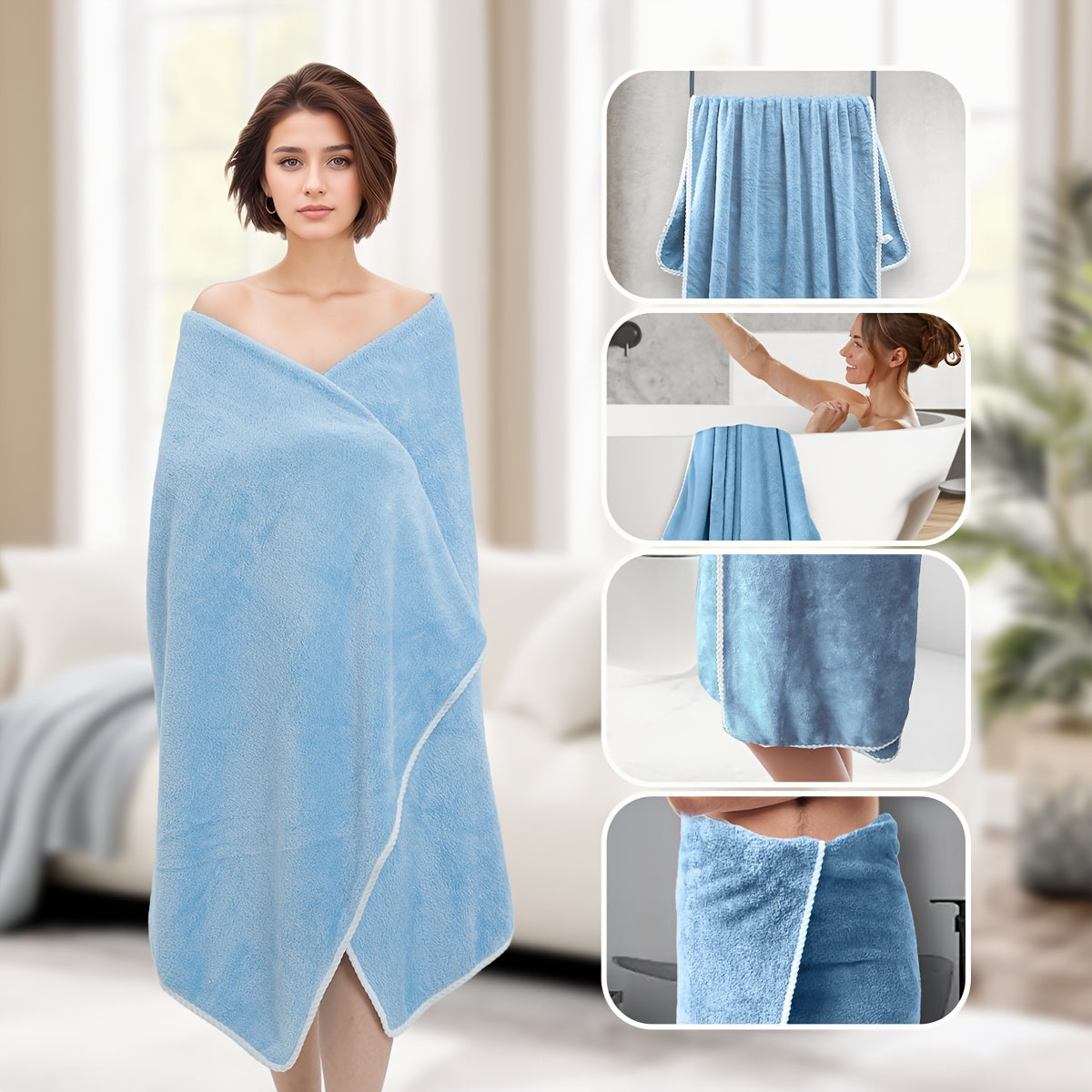 Super Soft Extra Large Bath Sheet - Luxury Polyester Modern Woven Oblong Towel, Solid Pattern, Ultra Absorbent 290gsm Space Theme Store ARBELLA'S