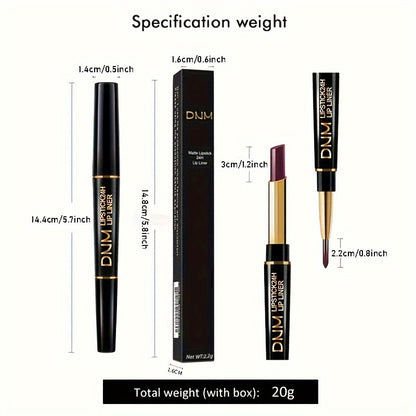 Double-ended Non-stick Cup Long Lasting Lipstick Lip Liner High Pigmented Waterproof Valentine's Day Gifts