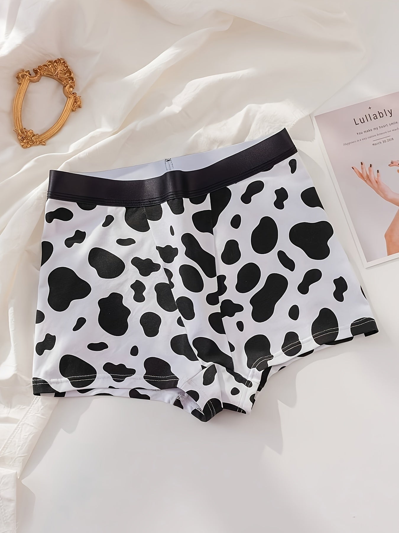 Luxurious Elastic Waistband, Super Stretchy Cotton Blend, Cozy Lounging Panties - Bold Black & White Animal Print, Fashionable Comfort