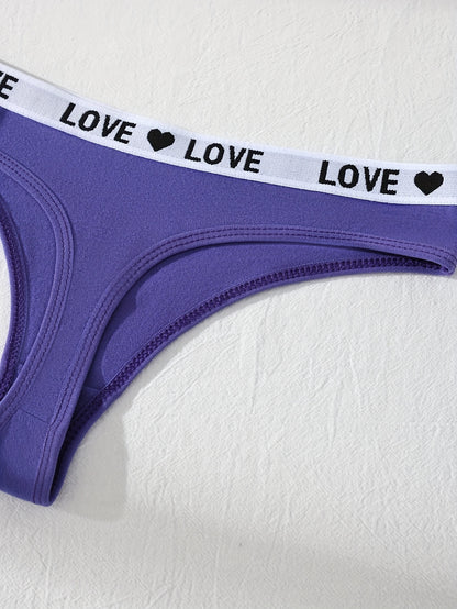 10-Pack Women's Cotton Thongs - Rainbow Colorful LOVE Letter Print, Sporty Breathable & Sweat-Absorbing Underwear for Travel, Invisible Confident Fit. Store ARBELLA'S