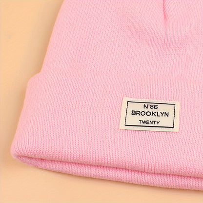 Candy Color Unisex Basic Beanie Simple Label Patch Knit Hats Warm Skull Cap Cuffed Beanies For Women Men Autumn & Winter Store ARBELLA'S