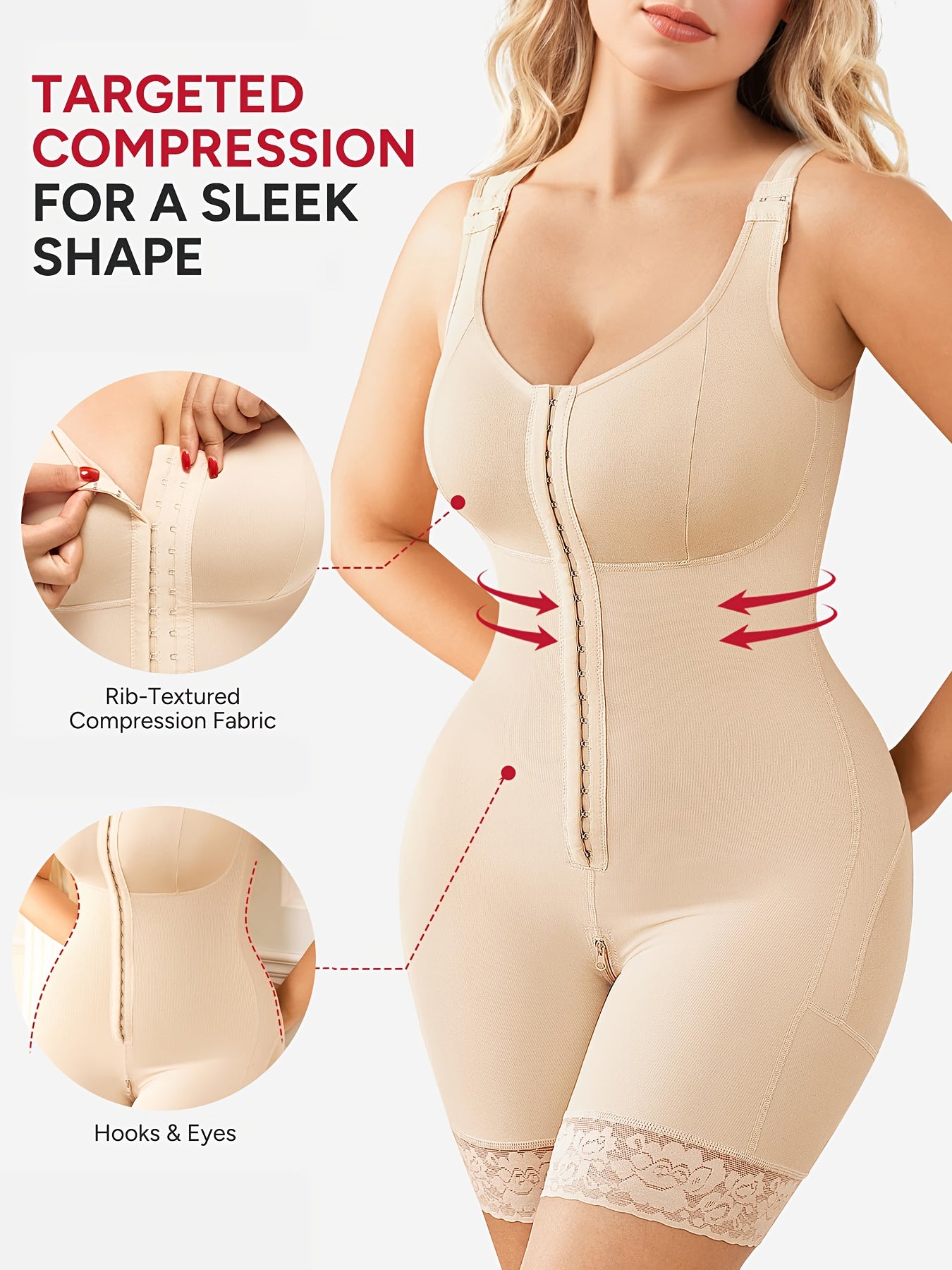 1pc Shaper Suit for Women After Childbirth That Smooths The Abdomen And Sculpts The Body, Enhancing And Supporting The Buttocks, Featuring a Zippered Crotch Store ARBELLA'S