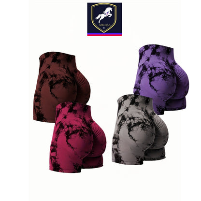 4 Pcs mix color Women's Scrunch Butt Lifting High Waisted Yoga Gym Shorts  - Seamless, Comfortable, Stylish Activewear for Fitness Store ARBELLA'S