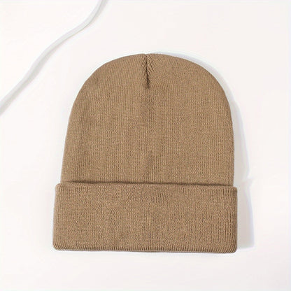 Candy Color Unisex Basic Beanie Simple Label Patch Knit Hats Warm Skull Cap Cuffed Beanies For Women Men Autumn & Winter Store ARBELLA'S