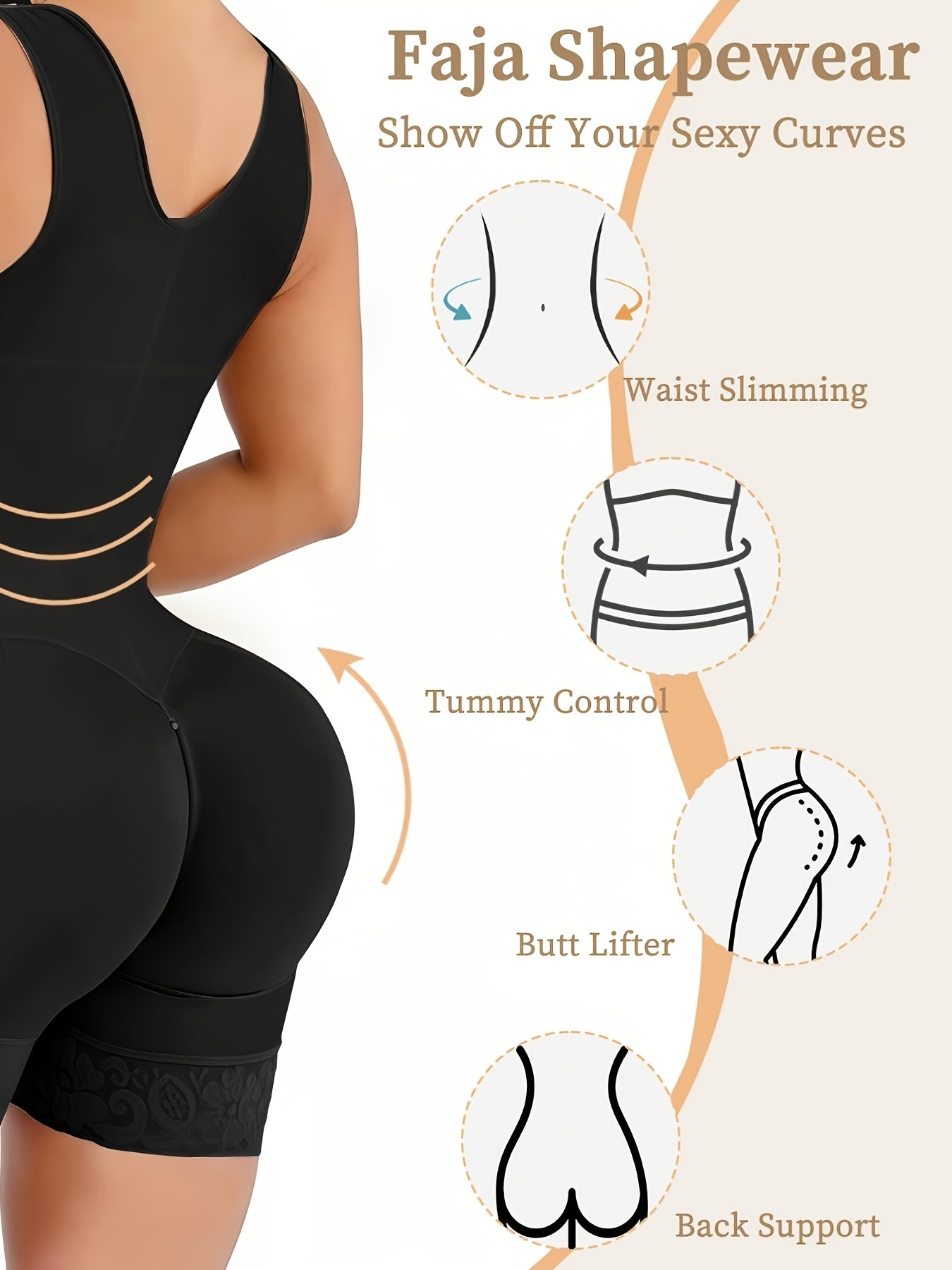Women's High Waist Butt Lifting Shapewear | Colombian Zipper Crotch Body Shaper | High Compression Tummy Control Fajas Colombianas for Hourglass Figure Store ARBELLA'S