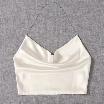 Sexy Off the Shoulder Shirred Crop Top - Elastic Micro Stretchy Fabric, Sleeveless, Solid Color, Elegant Style for Spring and Summer - Womens Polyester Clothing