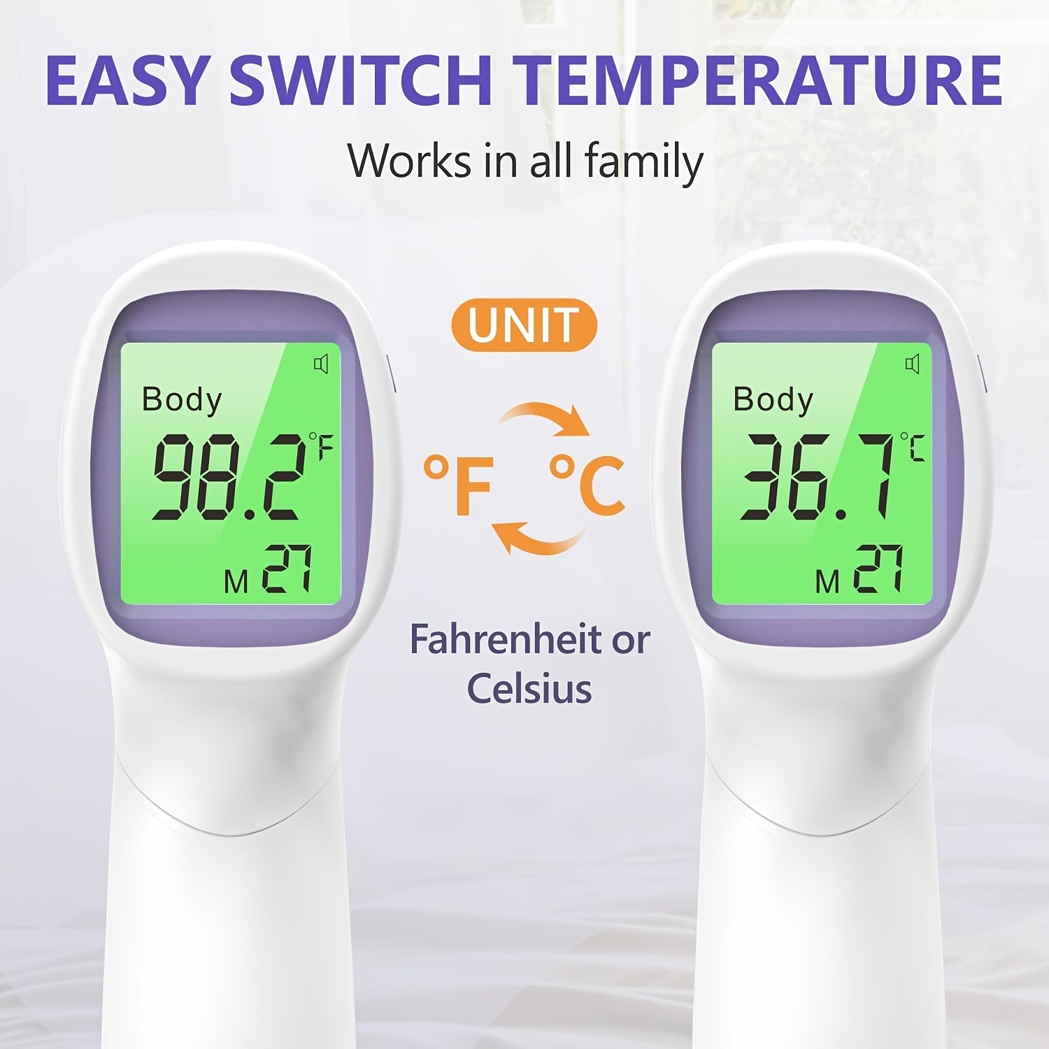 [Digital | Forehead] Digital Thermometer | No-Touch Forehead Thermometer For Adults And Kids, With Fever Alarm, 3 Backlit And 32 Memories Fast Accurate Results, Easy For All Ages, Basal Thermometer Store ARBELLA'S
