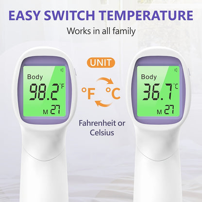 [Digital | Forehead] Digital Thermometer | No-Touch Forehead Thermometer For Adults And Kids, With Fever Alarm, 3 Backlit And 32 Memories Fast Accurate Results, Easy For All Ages, Basal Thermometer Store ARBELLA'S
