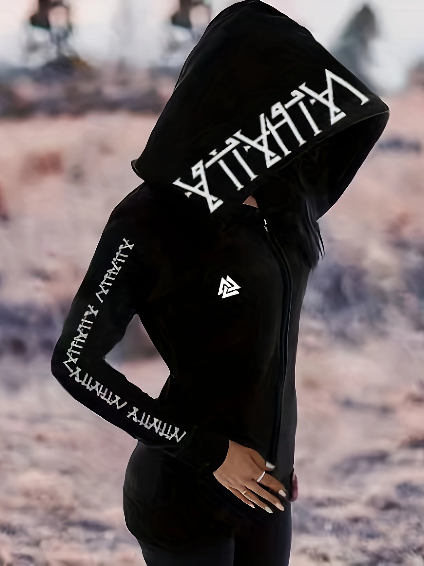 Vintage Gothic Style Viking Pattern Hoodie | Women's Casual Zipper Long Sleeve Drawstring Sweatshirt Store ARBELLA'S