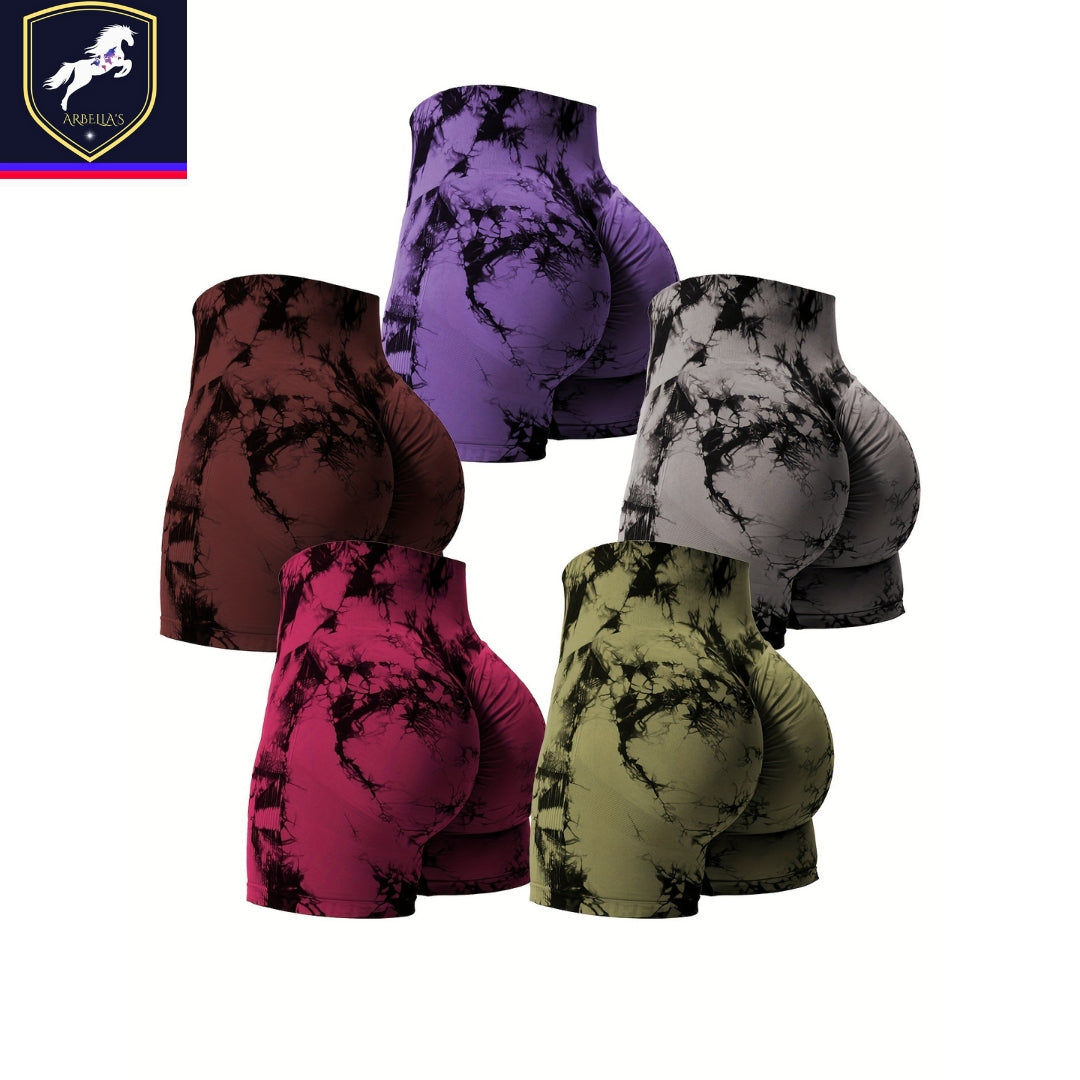 5 Piece Workout Shorts For Women, Scrunch Butt Lifting High Waisted Yoga Gym Seamless Booty Biker Shorts, Women's Activewear Store ARBELLA'S