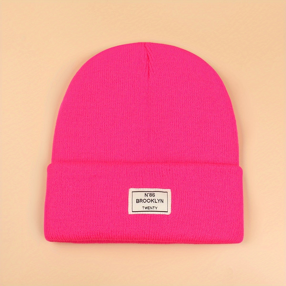 Candy Color Unisex Basic Beanie Simple Label Patch Knit Hats Warm Skull Cap Cuffed Beanies For Women Men Autumn & Winter Store ARBELLA'S