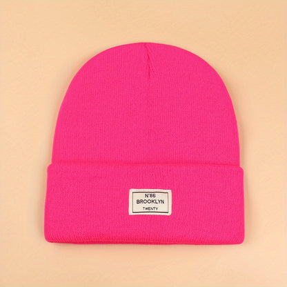 Candy Color Unisex Basic Beanie Simple Label Patch Knit Hats Warm Skull Cap Cuffed Beanies For Women Men Autumn & Winter Store ARBELLA'S