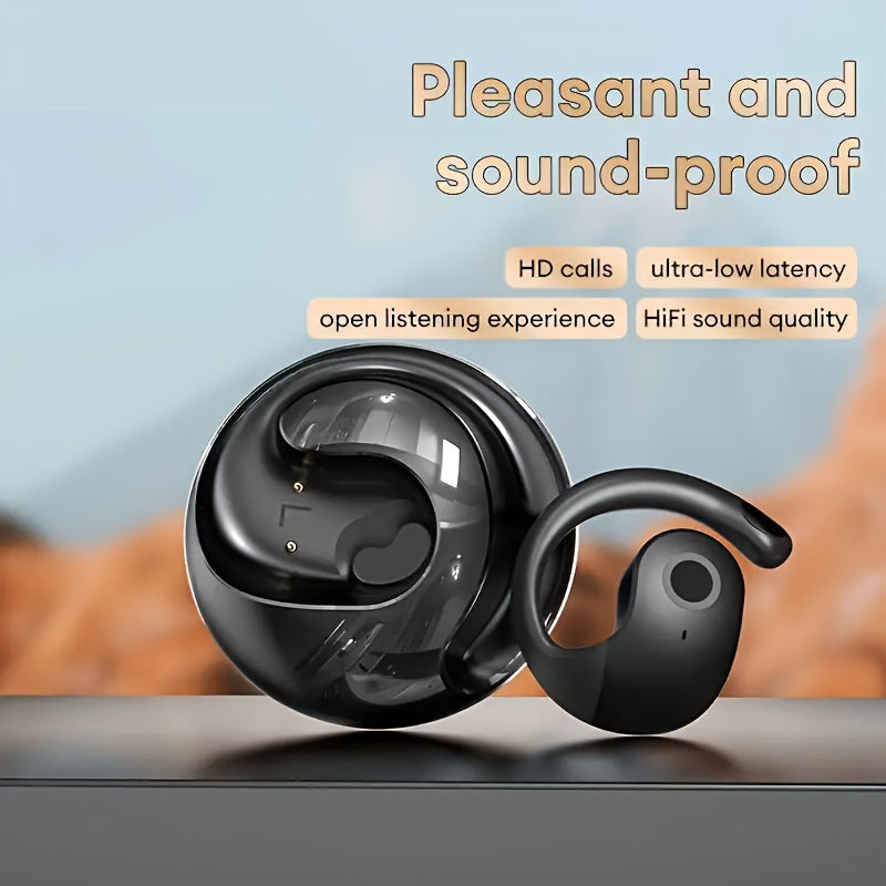 New Wireless BT5.3 Earbuds, Bass Stereo Sound, With Microphone, Open-ear Style, HD Voice With Smart Noise Reduction, Sports Headset With Wireless Charging Case, Wireless Gaming/Sports Earphone For Apple And Android