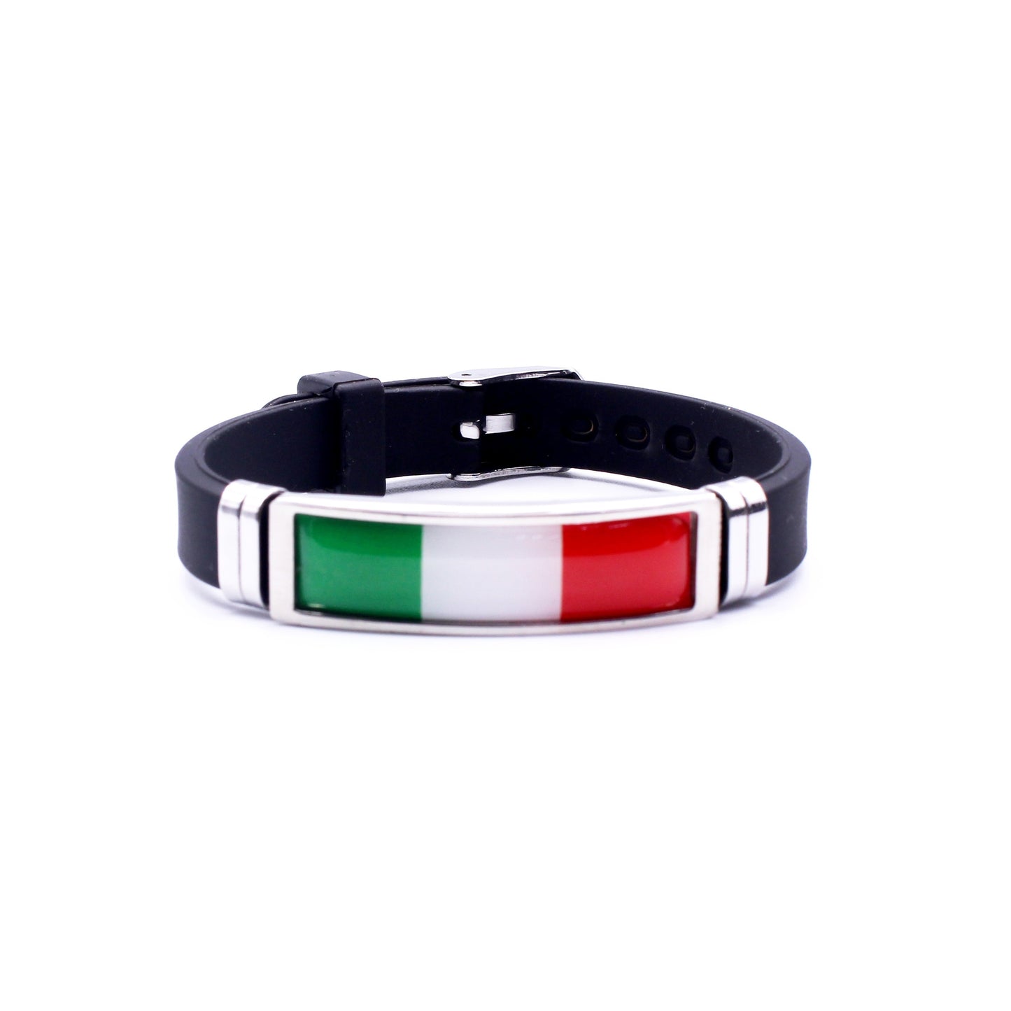 Adjustable Patriotic Flag Bracelet - Versatile Black Silicone Wristband for Sports Fans