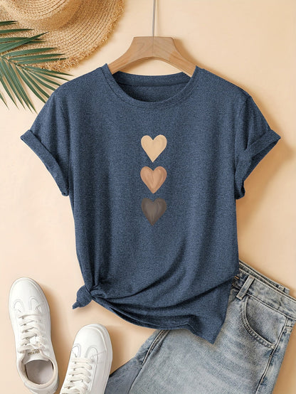 Graphic Print Casual T-Shirt, Round Neck Short Sleeves Comfy Sports Tee, Women's Versatile Tops Store ARBELLA'S